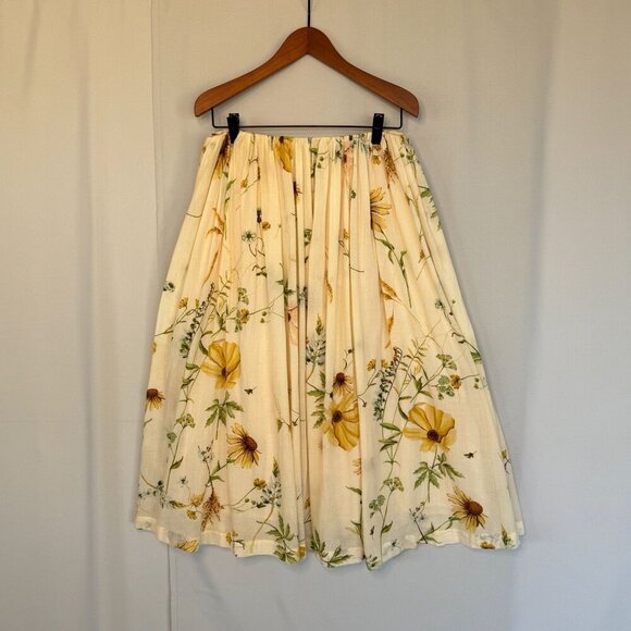 H&M Conscious Meadow Flowers Collection Butter Yellow Long Midi  Skirt Size M - Picture 8 of 14